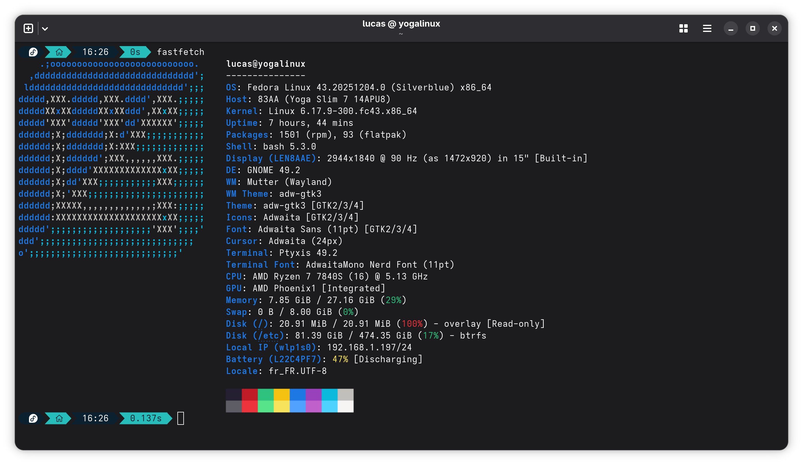 Yogalinux system information banner